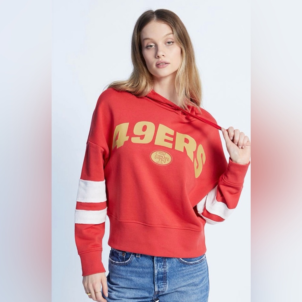San Francisco 49ers “Junk Food” Womens Sideline Stripe Pullover Hoodie